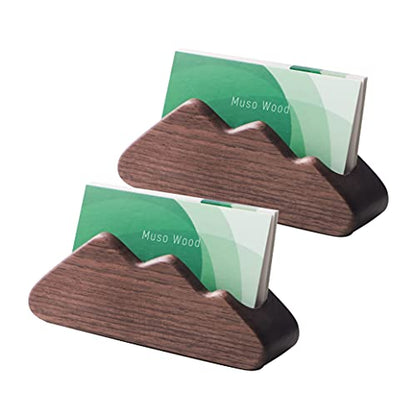 muso wood Business Card Holder for Desk 2 Pack (Walnut) | Wooden Display Business Card Stand for Office Tabletop - size: Walnut 2 Pack