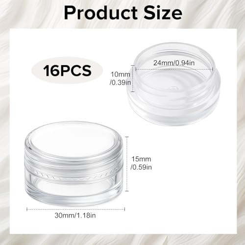 16Pcs Small Clear Bead Storage Organizer Containers with Soft Sponge | Plastic Gemstone Display Box, Round Gemstone Holder Case with Screw Top Lids for, Gems, Beads, Small Items - color: Clear