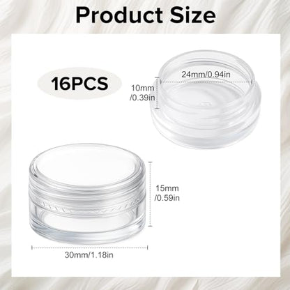 16Pcs Small Clear Bead Storage Organizer Containers with Soft Sponge | Plastic Gemstone Display Box, Round Gemstone Holder Case with Screw Top Lids for, Gems, Beads, Small Items - color: Clear