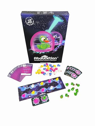 Abducktion - IntergalacDuck Research Expansion Pack, Ages 12+ 2-6 Players | 25-30 Minutes, Additional Cards, 2 More Boards for up to 6 Players, and Glitter Ducks!