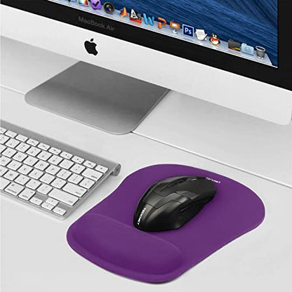 TECKNET 2 Pack Gaming Ergonomic Mouse Pad with Wrist Support Purple | Soft Memory Foam, Fast Rebound, Pain Relief，Waterproof Surface, Non-slip Base - color: PURPLE
