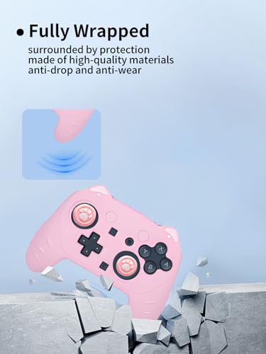 Case for Nintendo Switch 2 Pro Controller,UYRUREL Premium Sillence Material,Shock-Absorbing and Anti Drop Protection Soft Shell,with Stickers and Thumb Grips,Pink. - color: Pink