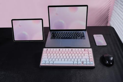 ZORNHER UR82 Wireless Mechanical Keyboard,75% Creamy Keyboard with Cute Cat-Ear Shine Through Keycaps, Hot-Swappable RGB Gaming Keyboard for Windows/Mac, BT/2.4G/USB-C,Bubble Cat Pink Blue - color: Bubble Cat