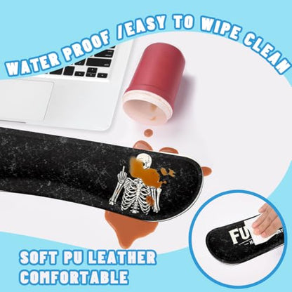 Funny Skeleton Desk Mat Set Gothic Sarcastic Skull Halloween Mouse Pad with Wrist Rest 4in1 Desk Mat for Desktop Ergonomic Keyboard Wrist Support Anti-Slip Computer Mouse Pad Home Office Gaming - color: Funny Skeleton