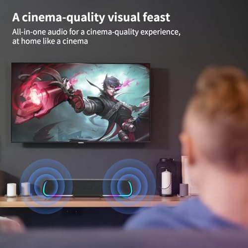 Computer Speakers for Desktop PC, Bluetooth PC Speakers with Dynamic RGB Light, Wired USB Plug & Play Computer Sound Bar, USB/Type-C Powered Gaming Speakers for Desktop, Laptops, Phone, Tablet