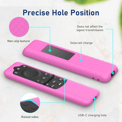 LEFXMOPHY Cover for Samsung TM2560E BN59-01480L Remote Compatible with BN59-01432J BN59-01432A BN59-01432 2023 Smart TV Solar Panel Remote, Silicone Protective Case Glow in Dark - Pink - color: PINK, size: 1-PACK