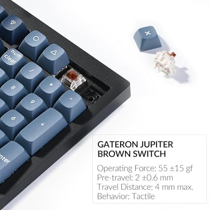 Keychron V6 Max Wireless Custom Mechanical Keyboard, 2.4 GHz Bluetooth QMK Full-Size Layout RGB with Hot-swappable Gateron Brown Switch Compatible with Mac Windows Linux - color: Hot-swap Gateron Jupiter Brown Switch