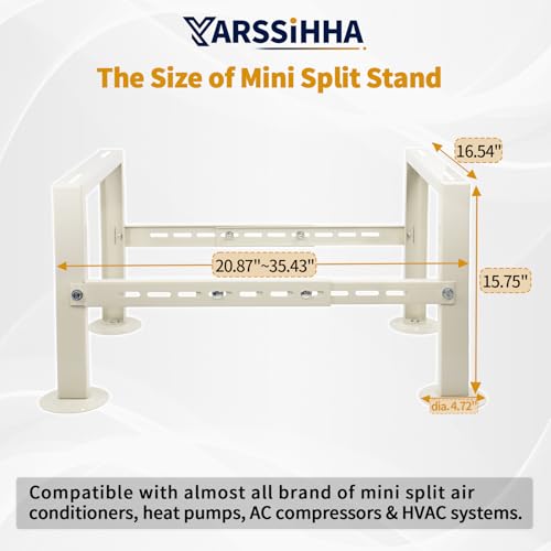 Yarssihha Mini Split Stand for 9000-36000 BTU Air Conditioner Condenser, Outdoor Adjustable Heat Pump Stand, Heavy Duty Ground Stand - style: 9000-36000 BTU