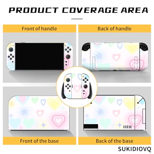 for Nintendo Switch 2 Skin Wrap Cover Decal Sticker Wrap Vinyl Mixed-Color Pattern (Heart Pattern) - color: Heart pattern