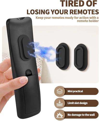 6 Pack Magnetic Remote Control Holder – Upgraded Silicone Magnetic Wall Mount for TV, Fan & Air Conditioner Remotes – Self-Adhesive, No-Drill Remote Control Holder Wall Mount - color: Black