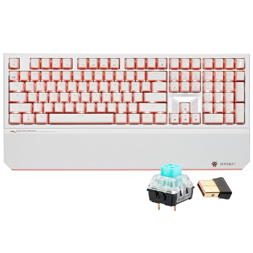 Hexgears X5 Wireless Mechanical Keyboard, Dual-Mode 2.4G/USB-C Ergonomic Full Size 108 Keys Keyboard, Kailh Box 3.0 Clicky Switch, N-Key Rollover, Backlit Gaming Keyboards with Wrist Rest (Pink) - color: Pink Jelly-X5, size: Clicky