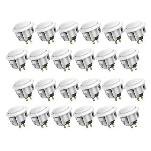 QANBA D-lite Arcade Button Original Buttons Snap-in Joystick Arcade Buttons for DIY Arcade Machines 30mm Push Button Switch(Boxed (30mm White（DL02) 24 Pcs) - size: 30mm White（DL02) 24 Pcs
