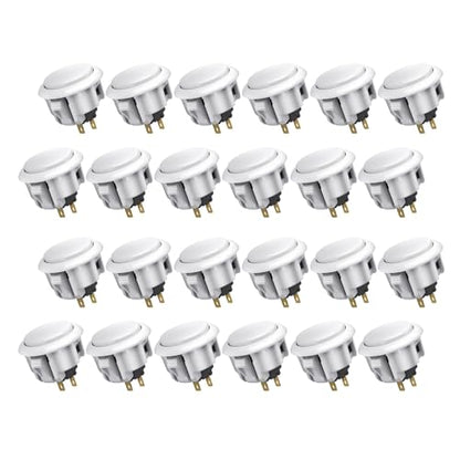 QANBA D-lite Arcade Button Original Buttons Snap-in Joystick Arcade Buttons for DIY Arcade Machines 30mm Push Button Switch(Boxed (30mm White（DL02) 24 Pcs) - size: 30mm White（DL02) 24 Pcs