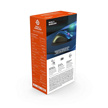 SteelSeries Rival 3 Wireless Gaming Mouse – 400+ Hour Battery Life – Dual Wireless 2.4 GHz and Bluetooth 5.0 – 60 Million Clicks – 18,000 CPI TrueMove Air Optical Sensor,Black - color: Grey