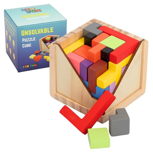 Zen Fun Unsolvable Puzzle Cube - Hardest Brain Teaser Puzzle for Adults, Unique 32-Piece Mechanical Logic Game & Office Desk Toy, Original Version