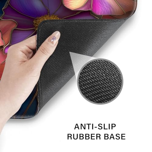 Desk Pad and Keyboard Wrist Rest, Large Mouse Pad + Keyboard Pad+Mouse Wrist Support, Non-Slip Desk Mat Protector for Office, Home 31.5×11.8 Inches Glass Flower - color: Glass Flower