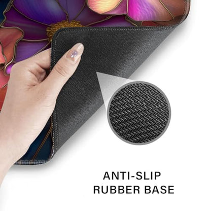 Desk Pad and Keyboard Wrist Rest, Large Mouse Pad + Keyboard Pad+Mouse Wrist Support, Non-Slip Desk Mat Protector for Office, Home 31.5×11.8 Inches Glass Flower - color: Glass Flower