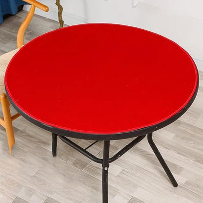 Round Mahjong Mat Thickened and Non-Slip Mahjong Table Cover with Rubber Backing Home Play Mat for Poker, Card, Board, Tile Games(Red,60cm/27.55in) - color: Red, size: 60cm/27.55in