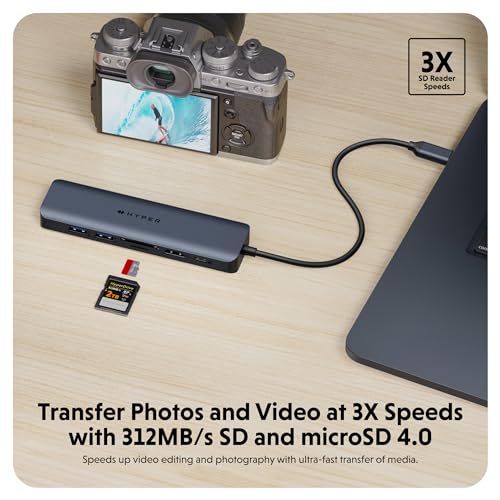 HyperDrive Next 7 Port USB C Hub for Mac, PC, Chromebook with 4K60Hz HDMI, 2 USB-A, USB C Hub 10Gbps, USB-C 10Gbps 100W Power Delivery, SD Card Reader, Ethernet Ports - size: 7 Port USB-C Hub with 2x USB-A