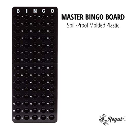 Regal Bingo Family Game Set for Adults and Kids - Includes 8 Inch Bingo Wheel Cage, 75 Balls, Master Board, 4 Shutter Slide Cards - Fun Family Bingo Night - color: Game Set (4 Cards)
