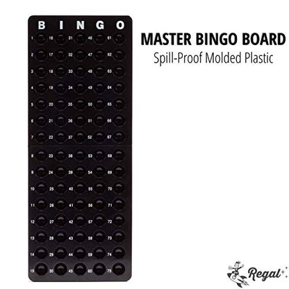 Regal Bingo Family Game Set for Adults and Kids - Includes 8 Inch Bingo Wheel Cage, 75 Balls, Master Board, 4 Shutter Slide Cards - Fun Family Bingo Night - color: Game Set (4 Cards)