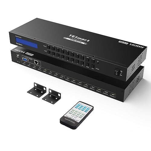 TESmart 8x8 HDMI Matrix 4K Matrix Switcher Support EDID, 4K@30HZ, 1080P 3D, HDCP, 8 in 8 Out HDMI Switch with IR Remote Control, RS232, TCP/IP Control, Rack-Mount HDMI Matrix - size: 8 IN 8 OUT 4K30