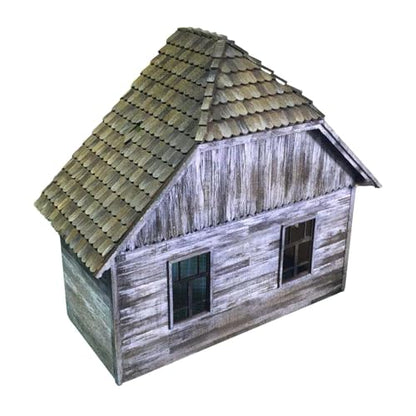 DYNWAVE 1/35 Scale Wooden House Building Model Kit, Unpainted DIY Architecture Model for Micro Landscape and Sand Table Layout