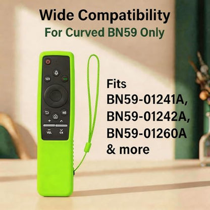 2 Pack Protective Silicone Remote Case Cover Compatible with Samsung Smart TV Remote BN59 Series, Anti-Slip Shockproof Sleeve Skin (Glow Green) - color: Glow Green
