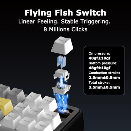 AK870 87Keys Hot-Swappable Mechanical Keyboard, Gasket Mount Wired Gaming Keyboard with Linear Flying Fish Switches, 80% Compact, PBT Keycaps, RGB Backlit for PC Gamers & Typists (Starry Night Grey) - color: AK870 Flying Fish Switch Starry Night Grey, siz