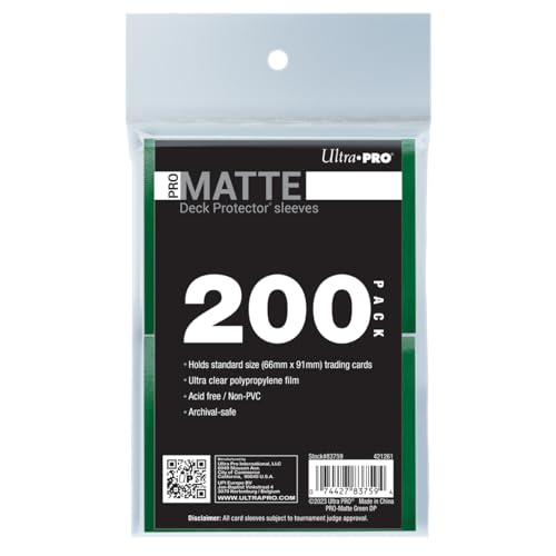 Ultra PRO - 200ct Green PRO-Matte Standard Card Sleeve Deck Protector, Protect & Store Collectible Cards, Sports Cards, MTG, D&D Cards, Sized to Fit Standard Size Cards, High Clarity Matte Finish - color: 200ct Matte Green