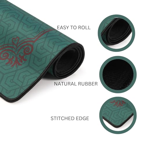 Mahjong Mat for Table, Green, 34 x 34 Inches | Neoprene Rubber, Anti Slip, Noise Reduction, Storage Case Included
