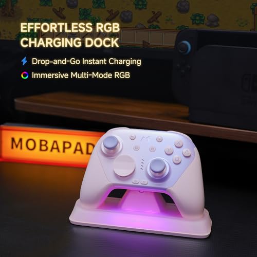 Mobapad Chitu2 HD Switch 2 Wireless Controller, TMR Glide Joysticks [ZERO Drift], Charging Dock, HD Rumble, NFC, Turbo, Programming, Mechanical Buttons - Gamepad for Nintendo Switch/Switch 2 & Windows PC - color: Pink