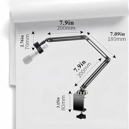 Low Profile Mic Boom Arm, 360° Rotatable 3-Section Foldable Desk Microphone Stand, 2.5kg Heavy Duty C Clamp Mic Mount with 1/4 3/8 5/8 Screw Adapter for Streaming Podcast(C Clamp Mount) - color: C Clamp Mount