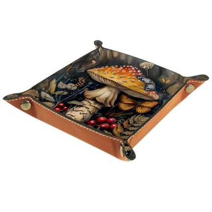 Mushroom Berries Butterfly Dice Tray Dice Rolling Tray Folding Dice Holder for Dice Games, Like RPG, DND and Other Table Games - color: Multi 3