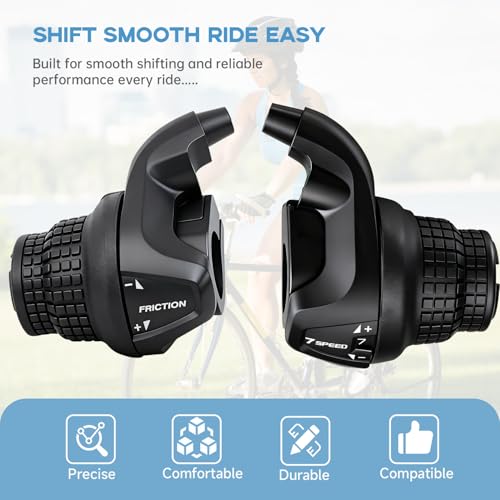 Bike Gear Shifter, Bicycle 3/6/7 Speed Bike Gear Shifter Right Twist Grip Shift Lever for Mountain City Hybrid Commuter Kids' Bikes and Tricycle (SG-25 3X7 Speed Bike Shifter) - size: SG-25 3X7 Speed Bike Shifter