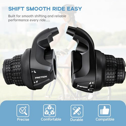 Bike Gear Shifter, Bicycle 3/6/7 Speed Bike Gear Shifter Right Twist Grip Shift Lever for Mountain City Hybrid Commuter Kids' Bikes and Tricycle (SG-25 3X7 Speed Bike Shifter) - size: SG-25 3X7 Speed Bike Shifter