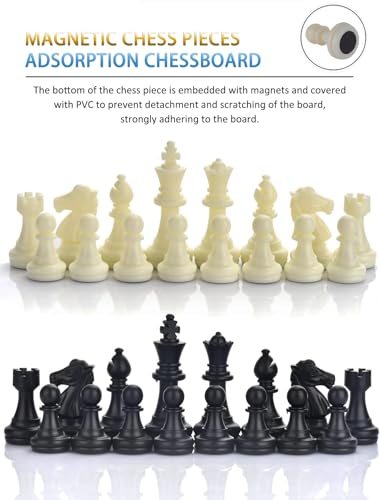 Magnetic Travel Chess Set - 9.5 Inches Small Chess Folding Board Games, Foldable & Portable Gifts Classic 2-Player Strategy Family Games Educational Toys for Teens and Adults - color: Black&white, style: Small / 9.5Inch
