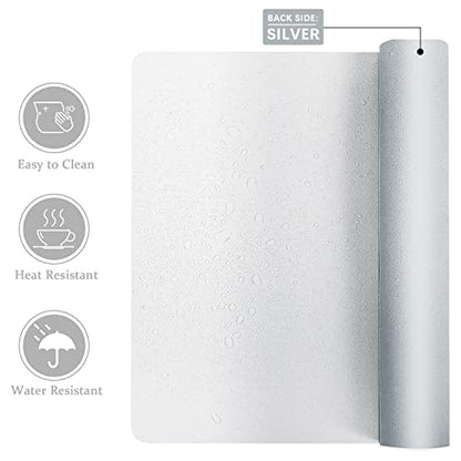 Aothia Double-Sided PU Leather Desk Pad - Non-Slip Large Mouse Pad & Desk Mat for Office, Home - Waterproof, Easy to Clean, Durable Dual-Sided Surface (31.5" x 15.7", White) - color: White, size: 31.5" x 15.7"