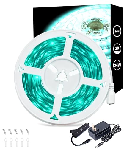 20 Feet Teal Led Lights Strip Indoor Rope Lights Easy DIY Cuttable Strip Lights for Fish Tank Bar Room Bathroom Living Room Kitchen Ceiling Wall Vanity Mirror Decor - color: Teal, size: 20 FT
