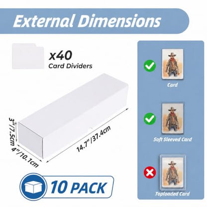 ZBEIVAN Trading Card Storage Boxes with Dividers, White 1100 Count Cards Collection Box for TCG/Magic/MTG Collection, 10 Pack - size: 10 pack with dividers