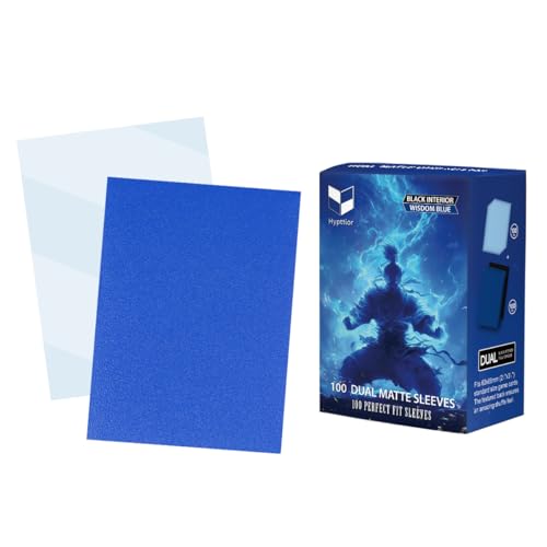 Wisdom Blue MTG Card Sleeves, Hypttior Dual Matte Textured 100 Card Sleeve with 100 Inner Sleeves for Standard Card, MTG, PKM, Baseball Card, Sports Cards - color: Wisdom Blue