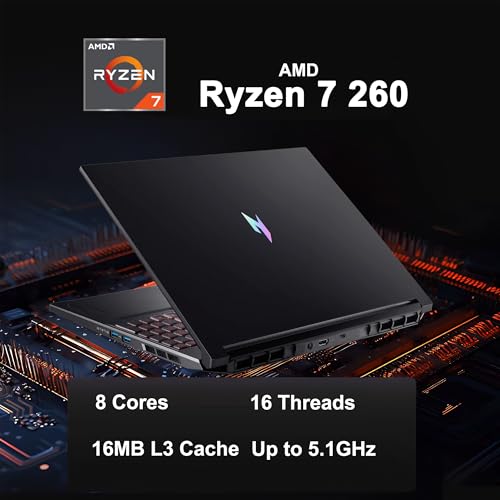 iCarp Customized Laptop Made with Acer Nitro V 16 AI Gaming Laptop 16" WUXGA 180Hz AMD 8-core Ryzen 7 260 16GB/32GB/64GB RAM 512GB/1TB/2TB/4TB SSD GeForce RTX 5050 (Up to 421 AI Tops) Backlit Win11 - style: Ryzen 7 260 + RTX 5050