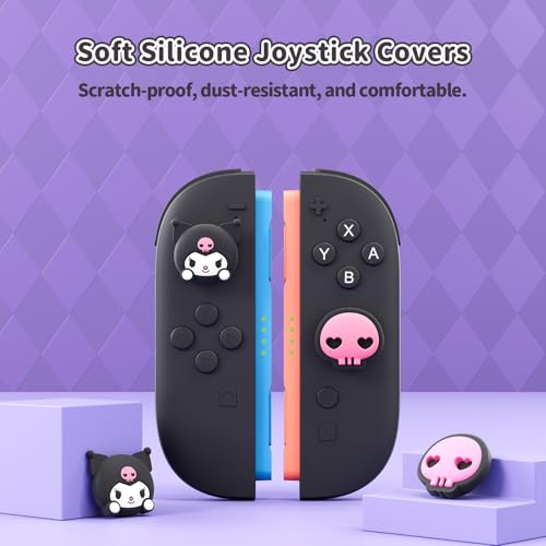 Kuitmor Thumb Grip Caps Compatible with Nintendo Switch 2, Silicone Joystick Grip Caps for Switch 2025, 4pcs, KLM Style, Black & Purple - color: Kuromi(Black & Purple)