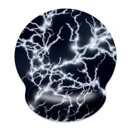 Gaming Mouse Pad Wrist Support,Ergonomic Mouse Pad with Wrist Rest,Comfortable Mousepad with Smooth Wrist Rest,Pain Relief Mouse Pads for Non-Slip Base,Computer,Laptop,Office，Home（Black Lightning） - color: Black lightning