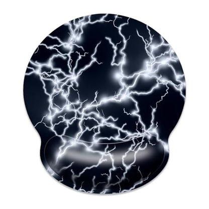 Gaming Mouse Pad Wrist Support,Ergonomic Mouse Pad with Wrist Rest,Comfortable Mousepad with Smooth Wrist Rest,Pain Relief Mouse Pads for Non-Slip Base,Computer,Laptop,Office，Home（Black Lightning） - color: Black lightning