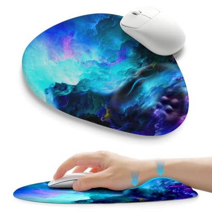 Palm-Rest and Wrist-Hugging Mouse Pad Wrist Rest, Ergonomic Wrist Support with Curve Fitting Cushioned Memory Foam for Carpal Tunnel Pain Relief, 9.9 x 8.3 Inch, Nebula - color: Nebula
