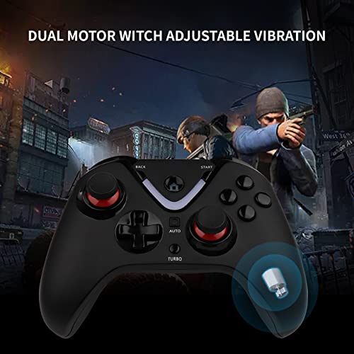 Wireless Game Controller with LED Lighting Compatible with Xbox One S/X, Xbox Series S/X Gaming Gamepad, Remote Joypad with 2.4G Wireless Adapter, Rechargeable Battery - color: Black
