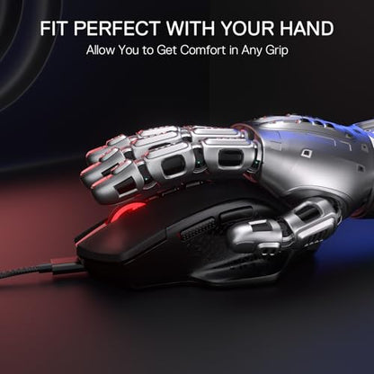 Redragon M695 Wired Optical Gaming Mouse 24000 DPI Remapping Keys | Stable Lag-Free Connection, Smooth Precise Tracking, Programmable Button, Ergonomic Grip Body Comfort