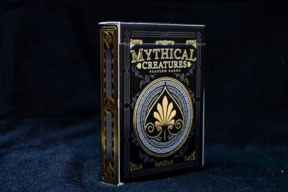 Mythical Creatures Playing Cards - Black, Silver & Gold Edition | Waterproof PVC | Greek, Norse, Egyptian, East Asian Designs | Custom Hand-Drawn Art