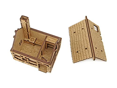 TowerRex Small House DND Terrain Building - DND Accessories for Dungeons & Dragons, Pathfinder, Warhammer, Tabletop Battle map, Wargaming Terrain kit, RPG Scenery for 32mm, 28mm Miniatures